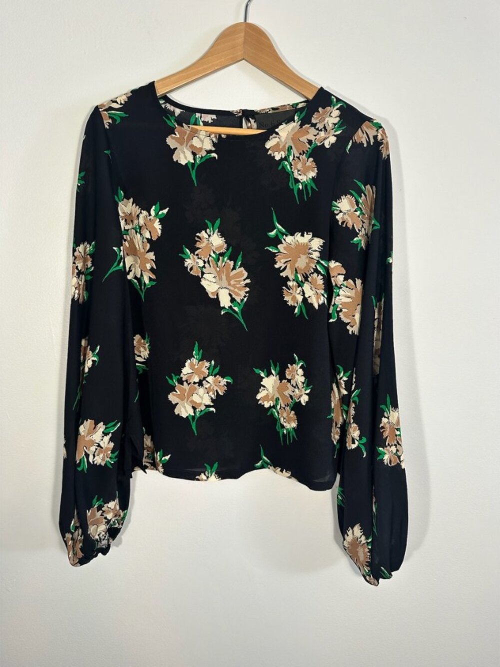 No.6 Store Black Floral Silk Blouse Size 3